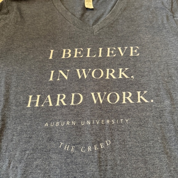 Auburn University Small Blue I Believe in Work Hard Work The Creed T-shirt Tee - Picture 2 of 7